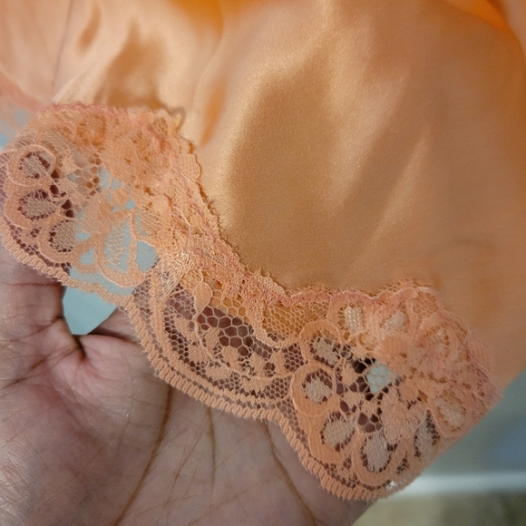 Sunny Taylor Apricot Silk Y2k Babydoll Camisole Tank Top with Lace. Size Large - Picture 5 of 9